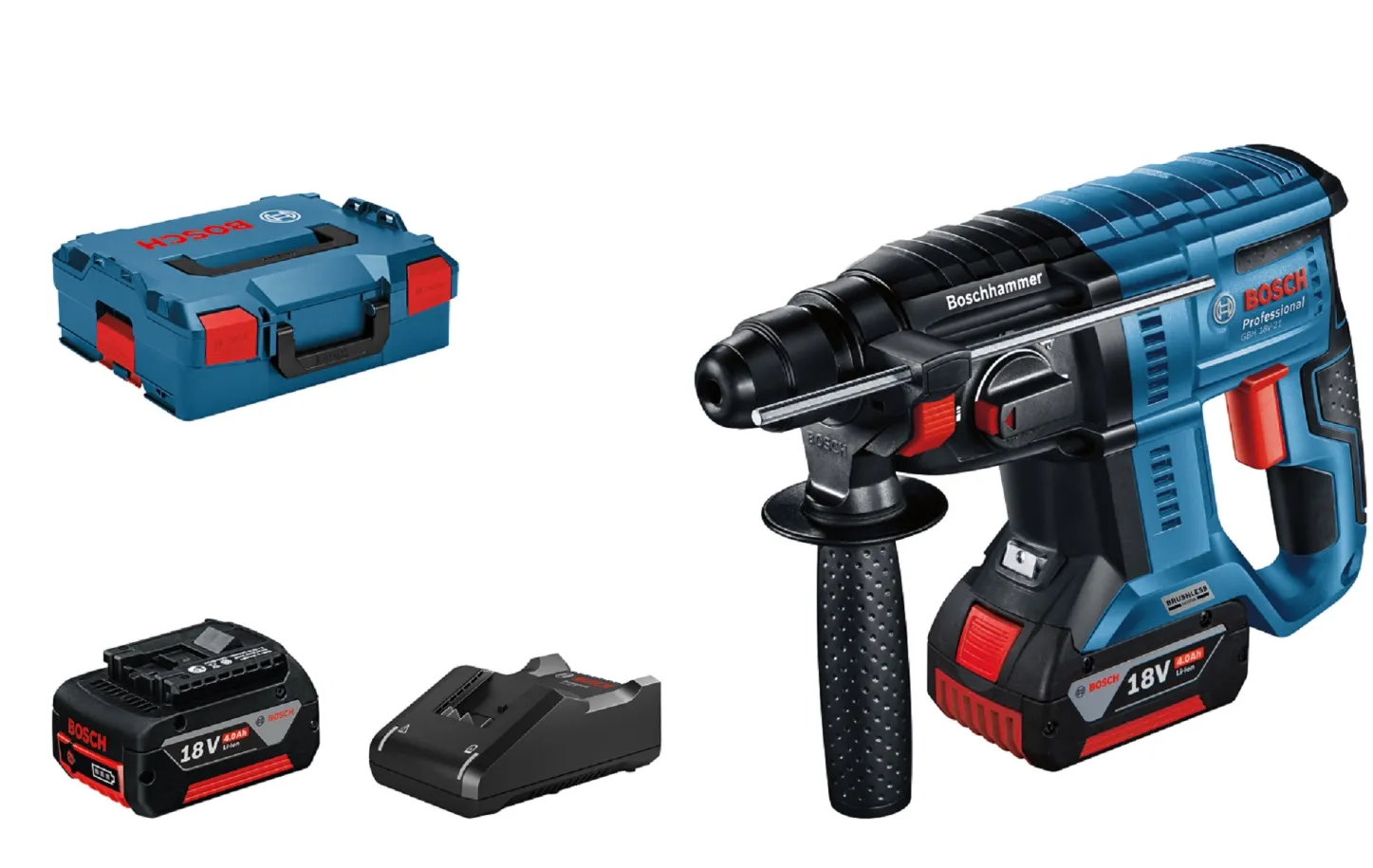 Pack Martillo perforador BOSCH GBH 18V-21 con 2 baterías y cargador en su bolsa