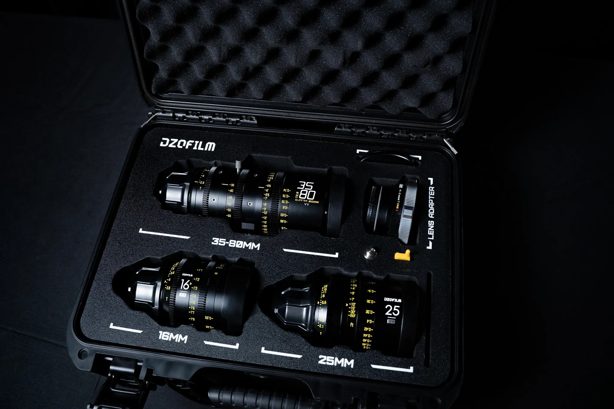 DZOFILM Cine Lens Set – 16mm, 25mm & 35–80mm