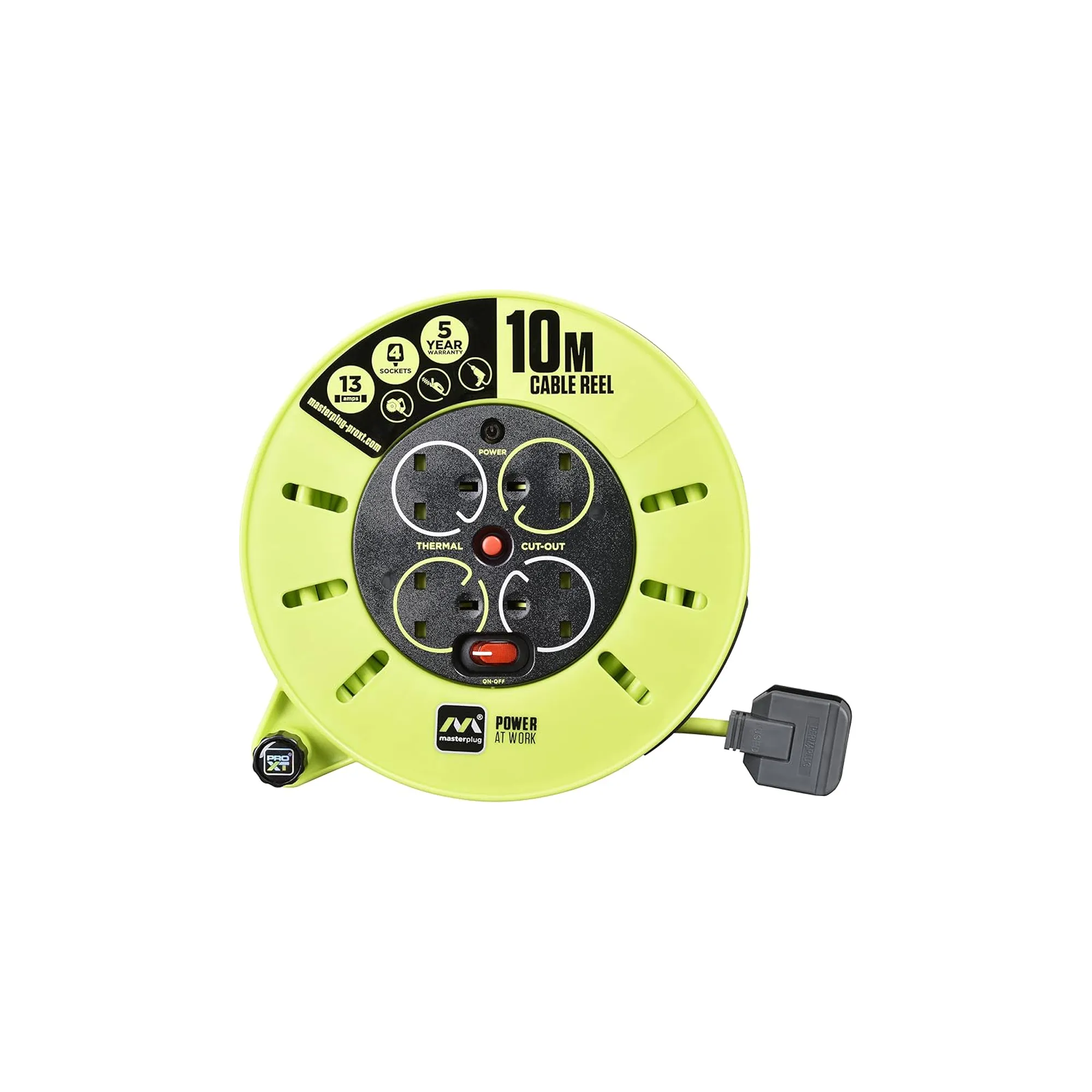 10m Extension Cable - 4 Gang - 13amp