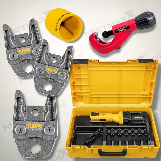 [MIETE] METALL-ROHR-SET Presszange + 3 Pressbacken + Zubehör + Lieferung