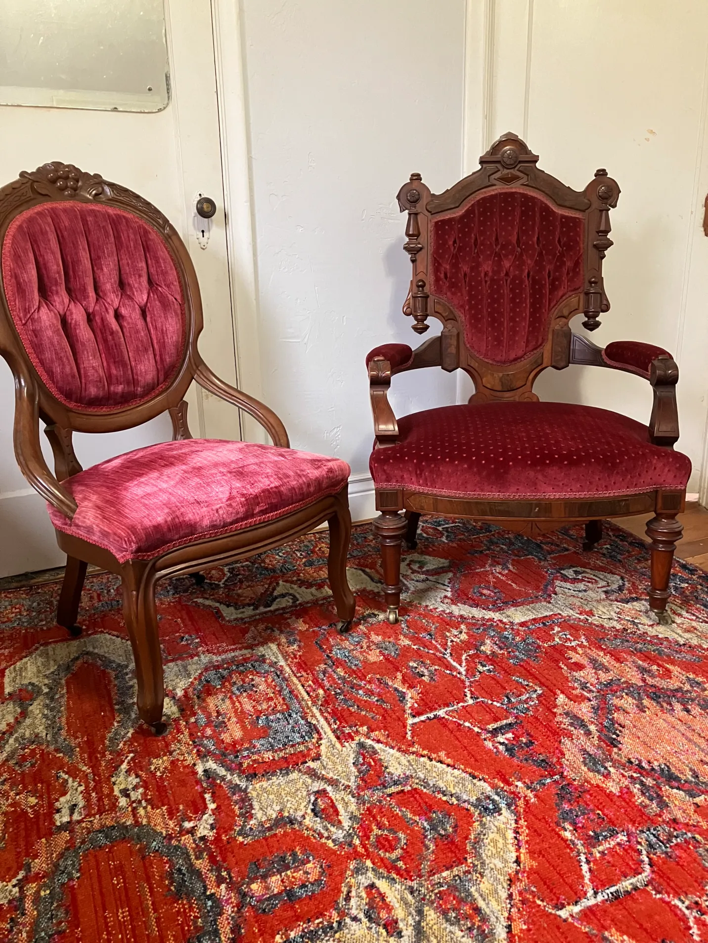 Vintage Red Chairs Set 
