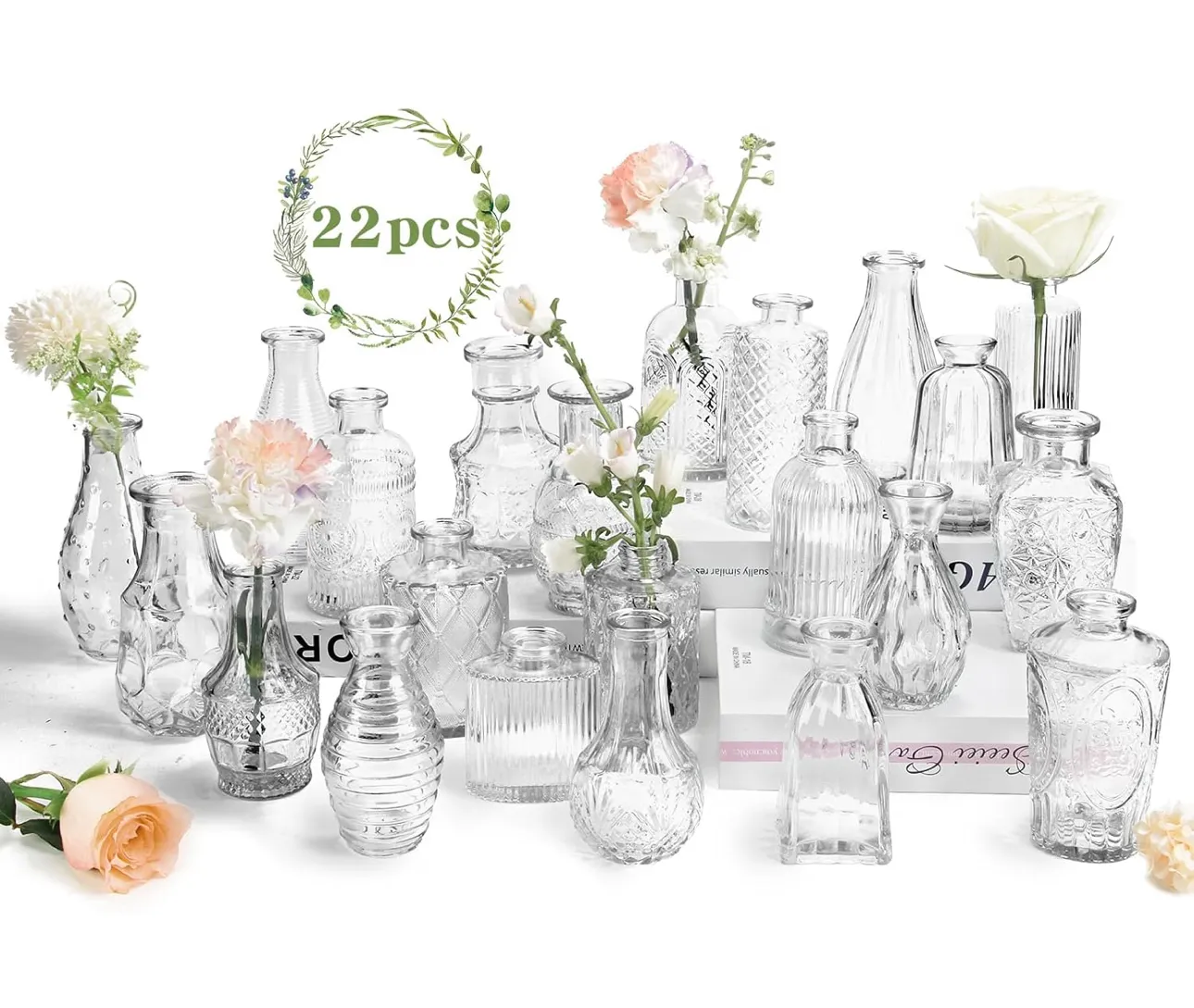 22 Pc Clear Bud Vase Set