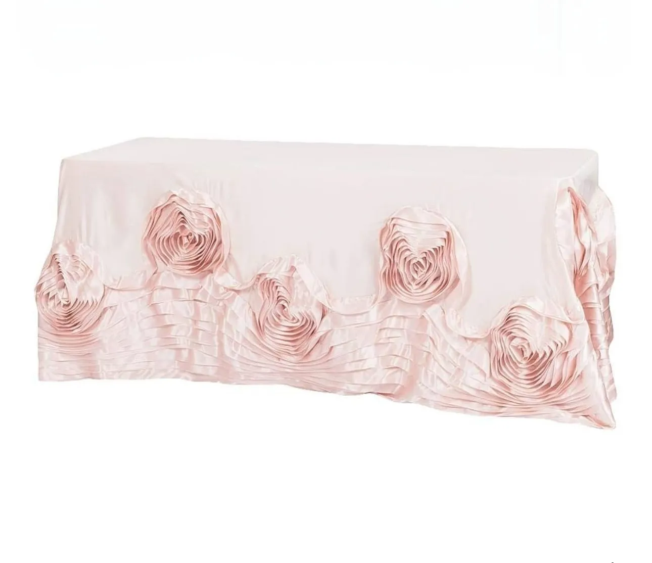 Large Blush Rosette Flower Tablecloth