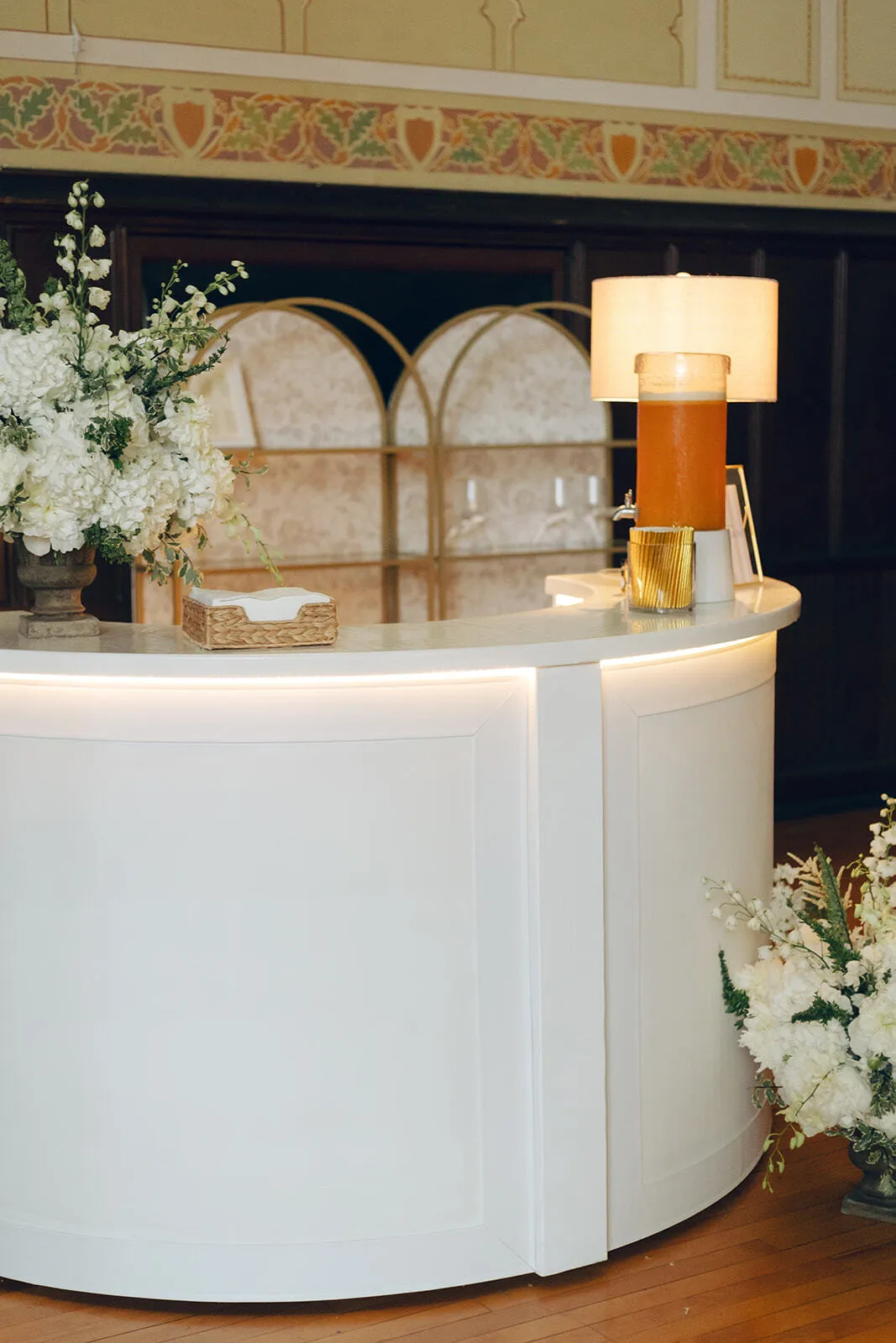 Gold Arch curved bar back shelving