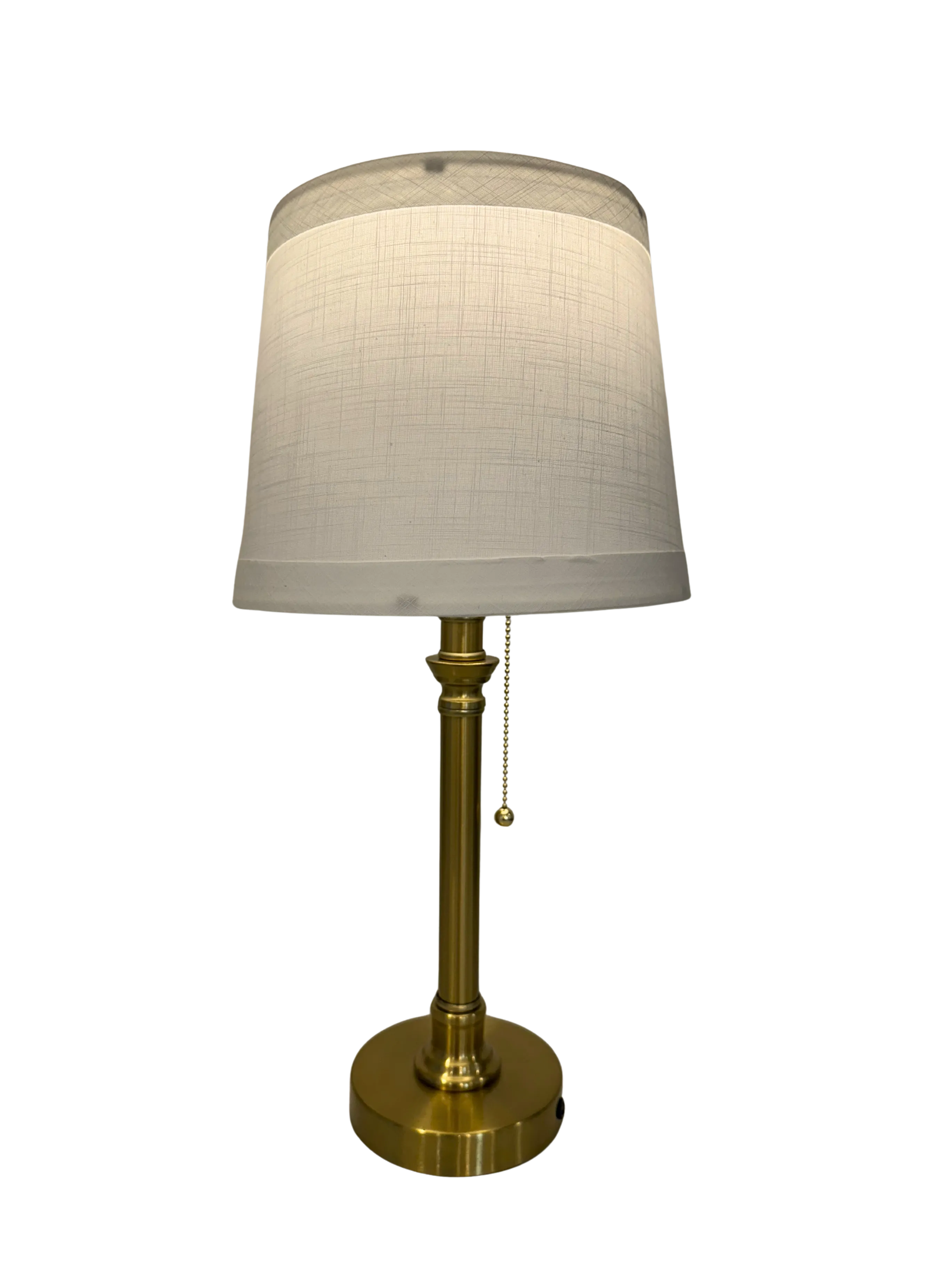 Wireless Gold with white Linen style White Shade Table Lamps