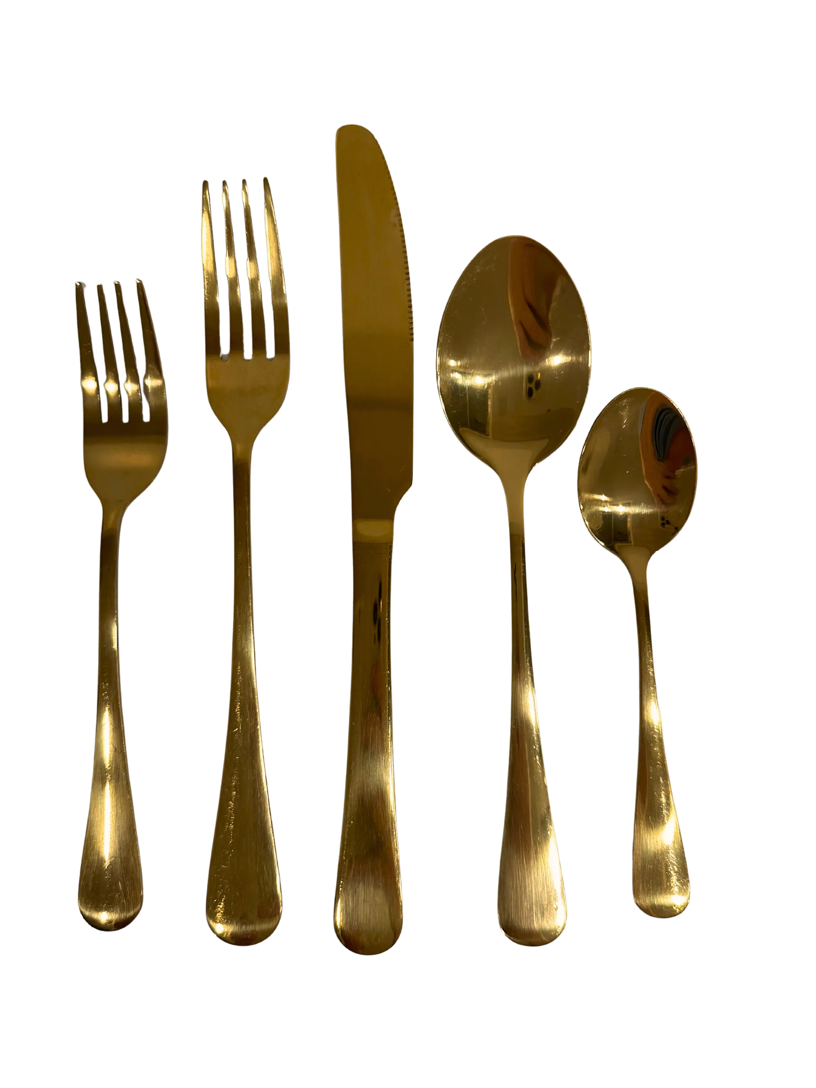 Gold Brass Cutlery 5 piece setting