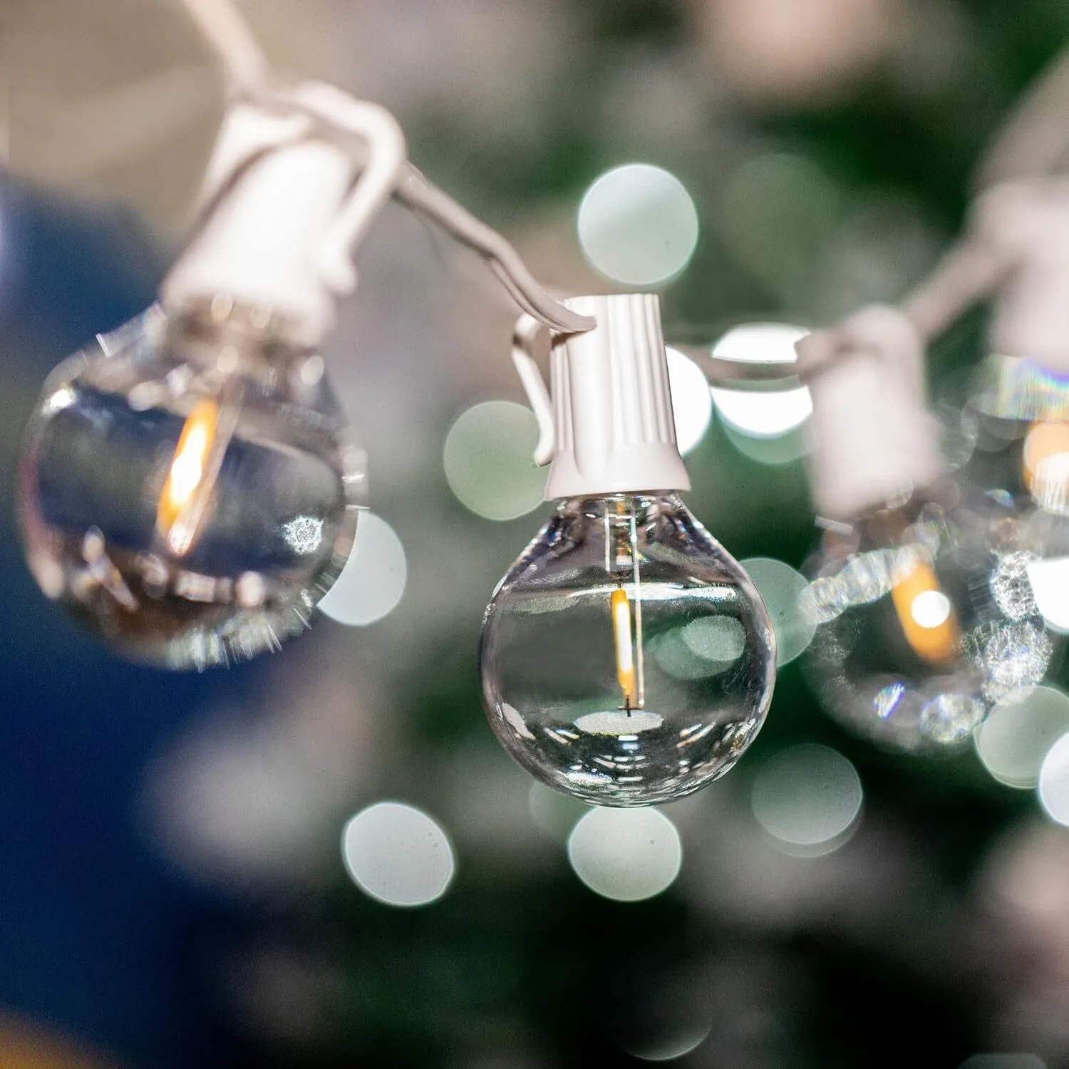 Warm white globe with white sting lights 100ft strands