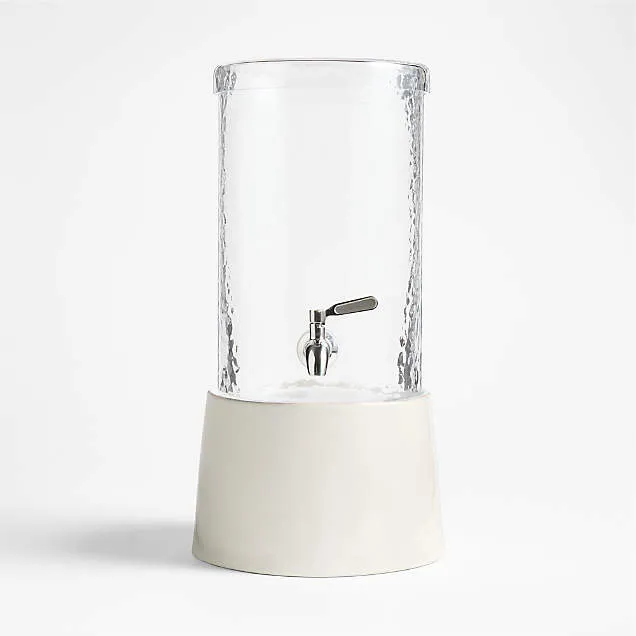 Modern hand blown hammered glass drink dispensers with artisan-crafted vessel base
