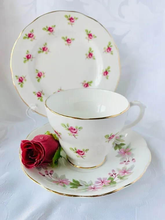 Miss matched Trio - teacup, saucer and cake plate