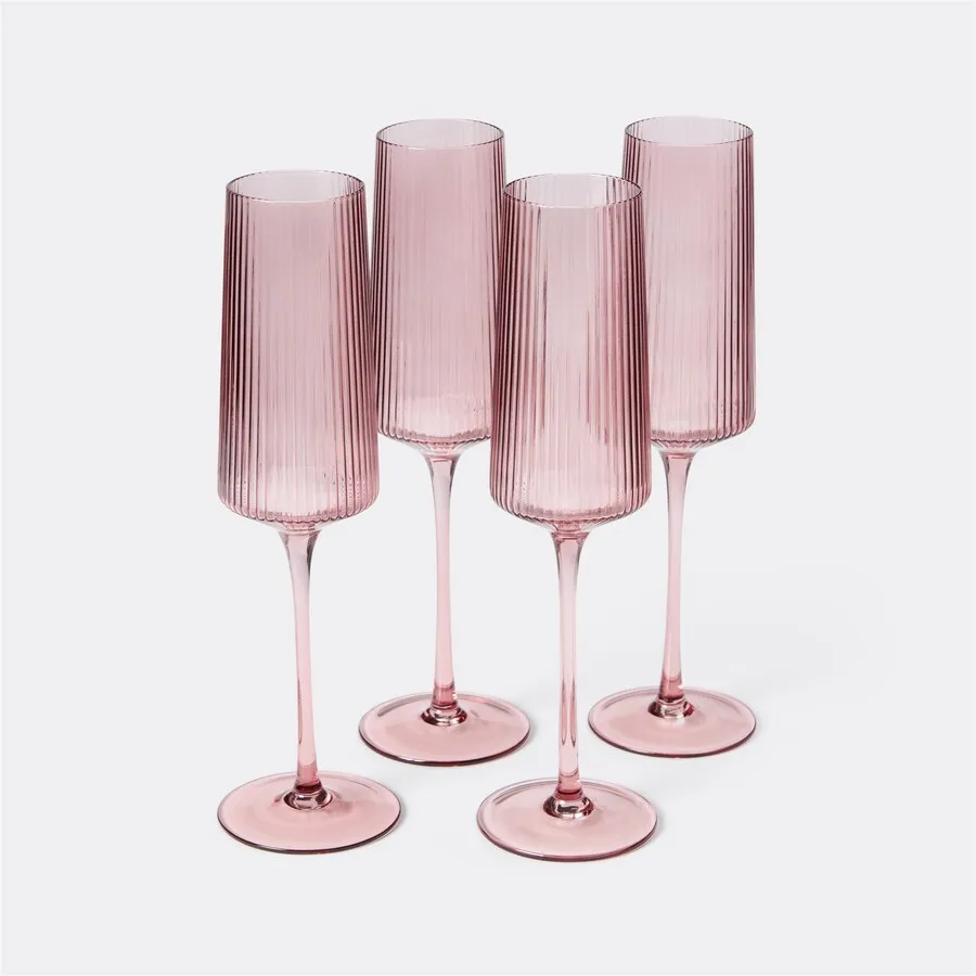 Rosewater Pink Ripple Champagne Flute - 240ml