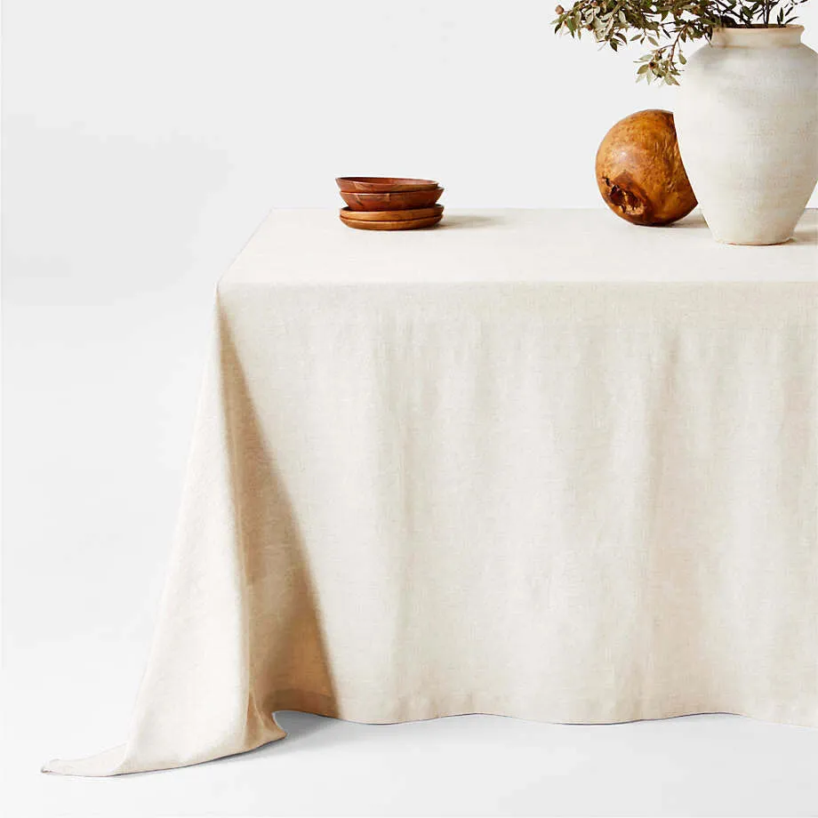Natural Linen Blend Tablecloth - Ivory - 153x259