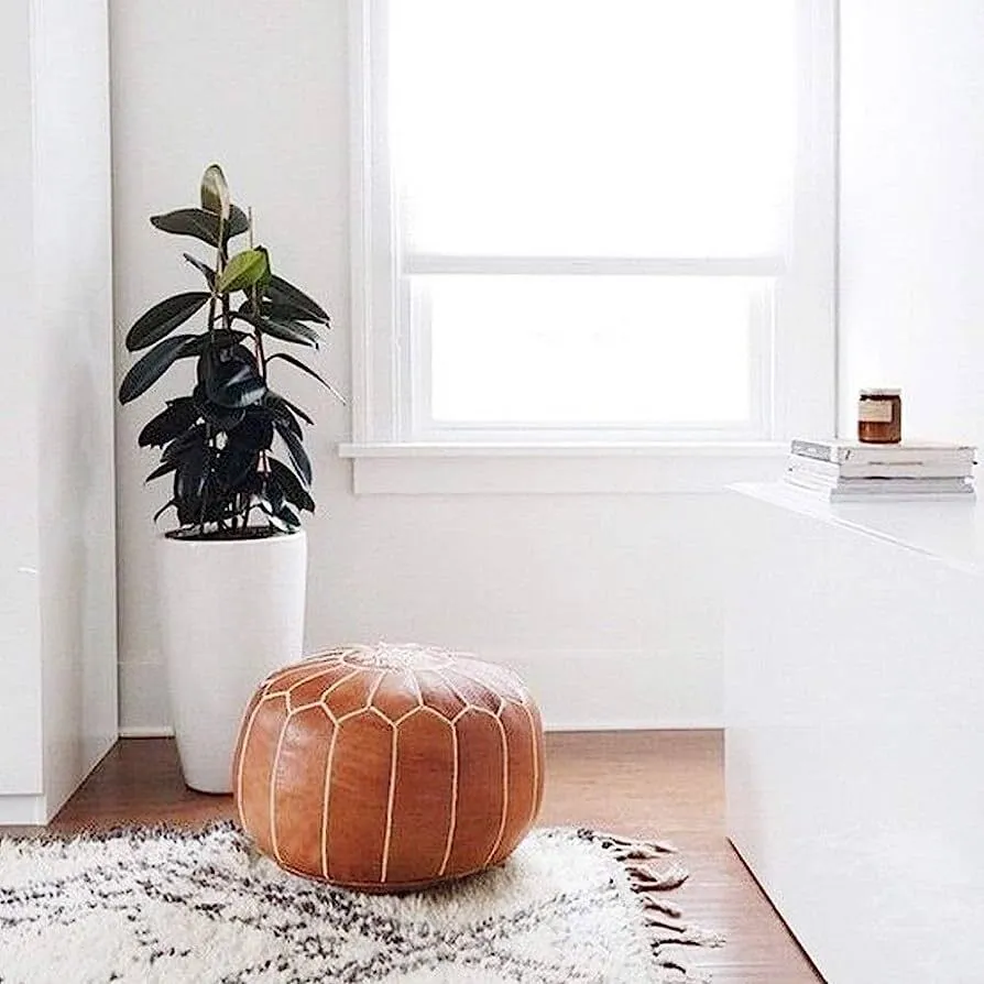 Morrocan leather Stool - Tan