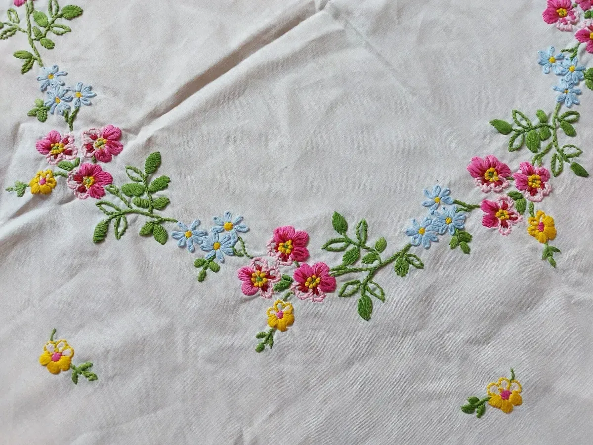 Vintage embroidered Table cloth - Assorted sizes/shapes/colours
