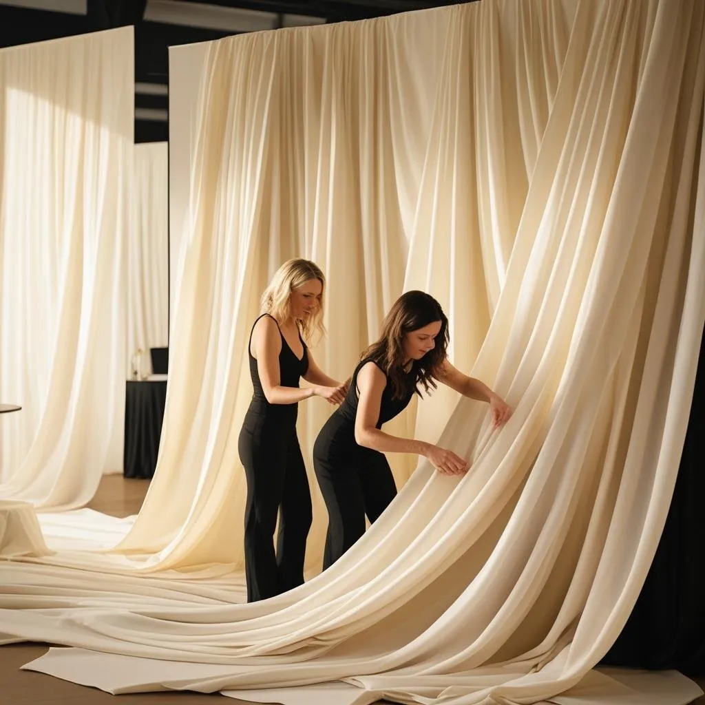 CUSTOM DRAPING - INCLUDING STAND & DRAPED FABRICS IN COLOURS AS PER REQUEST