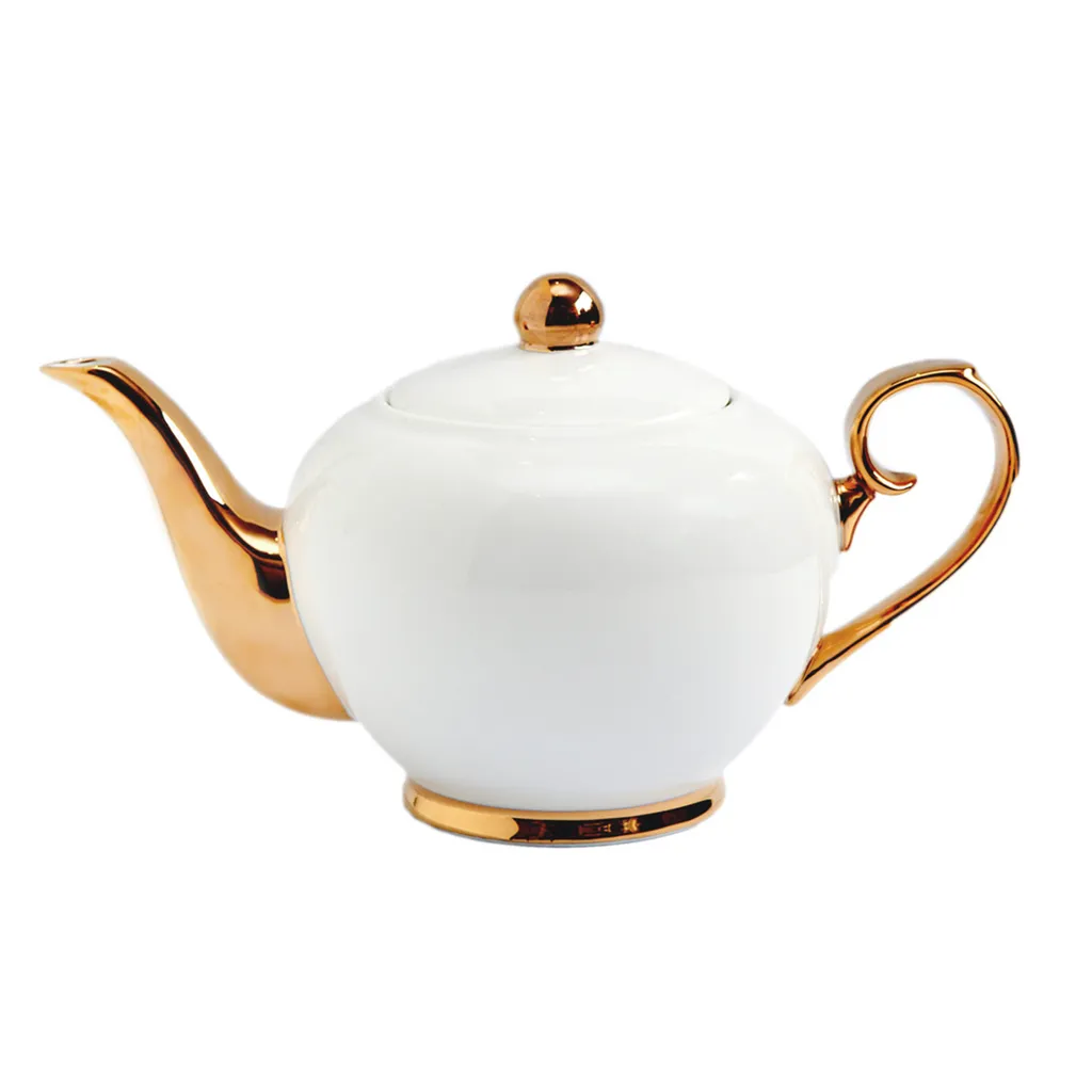 White and Gold Classic Teapot