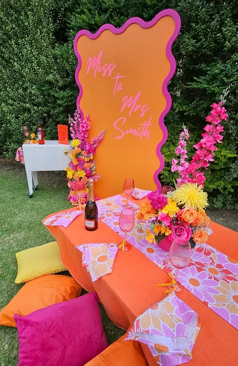 "Let's Spritz"  - Ripple Hot Pink and Orange Backdrop