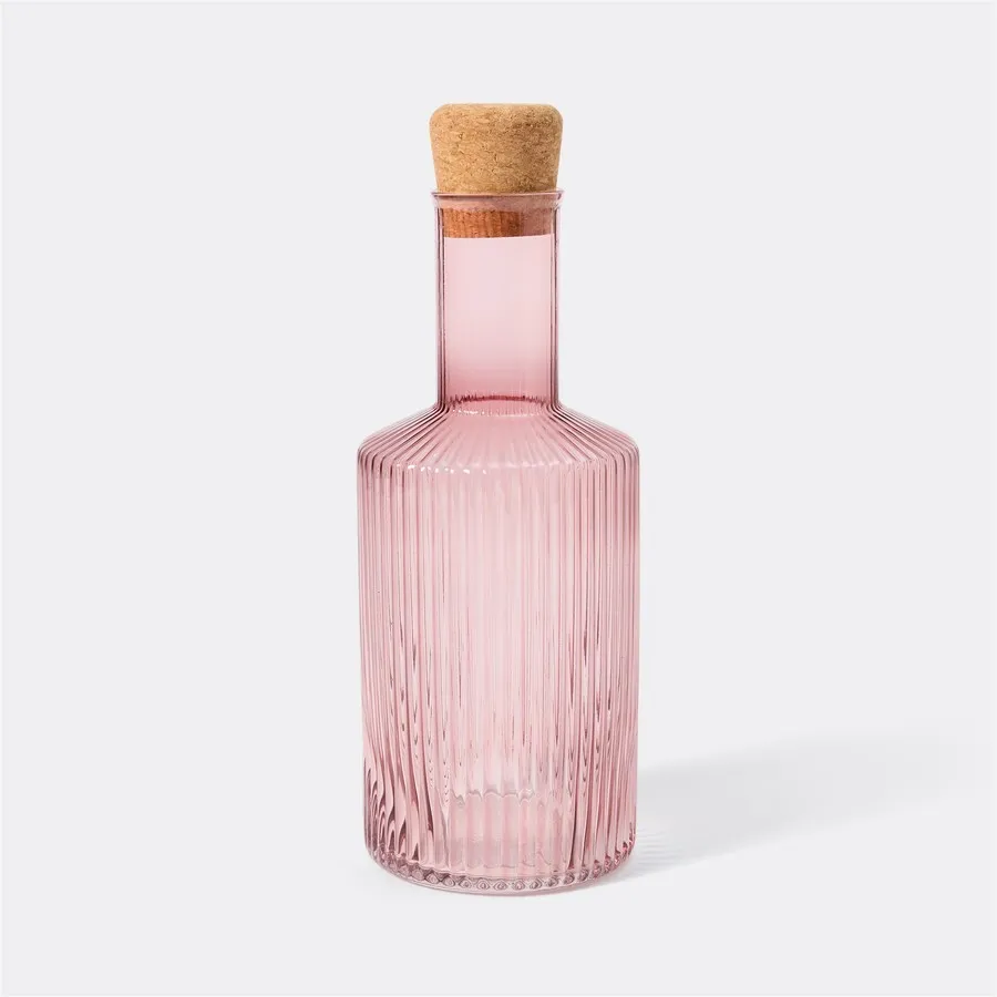 Rosewater Pink Ripple Carafe with cork