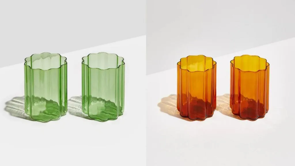 Amber Ripple Glass Tumbler or Candle holder