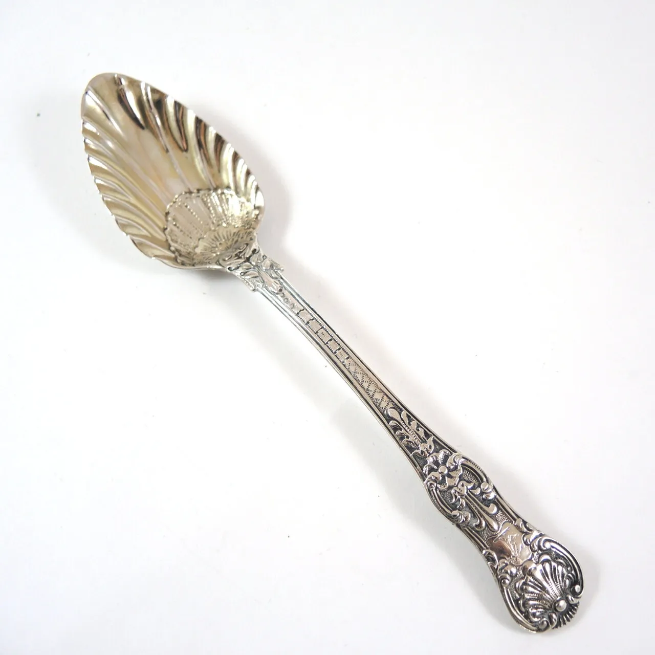 Silver polished ornate teaspoon