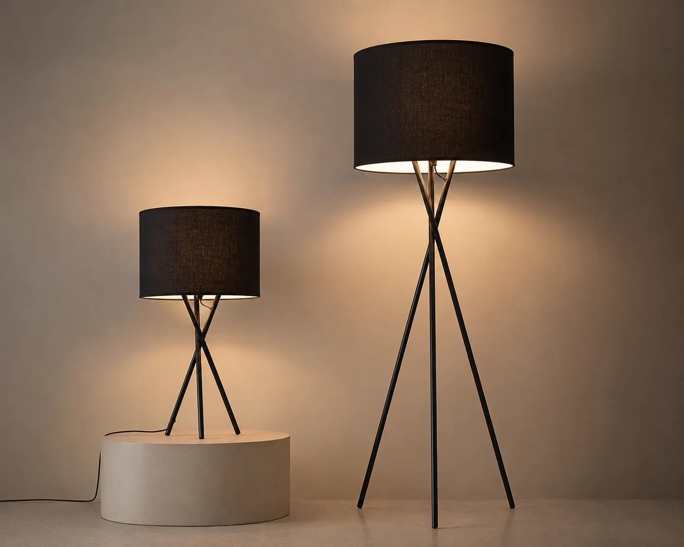 Nina Matte Black Lamps - Floor & Table
