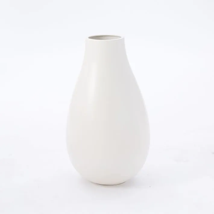 White Ceramic Vase - Raindrop
