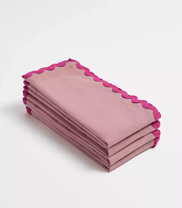 Olivia Pink Table Napkins scalloped edge