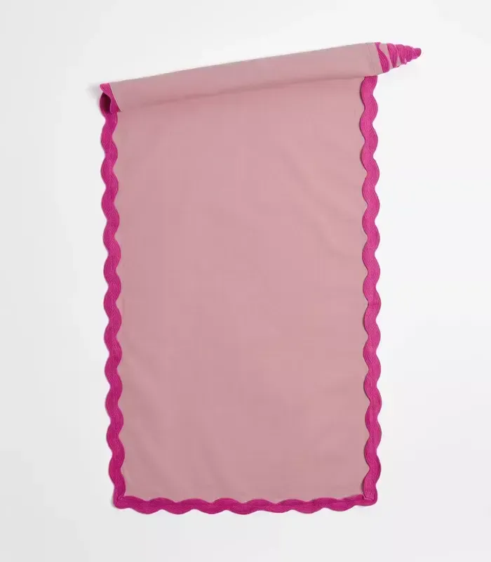 Olivia Pink Table Runner Scalloped edge