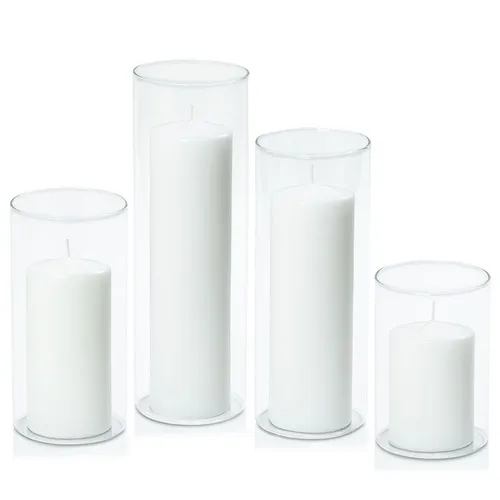 Sofia Pillar 7cm Candles and 10cm Glass Cylinder sets
