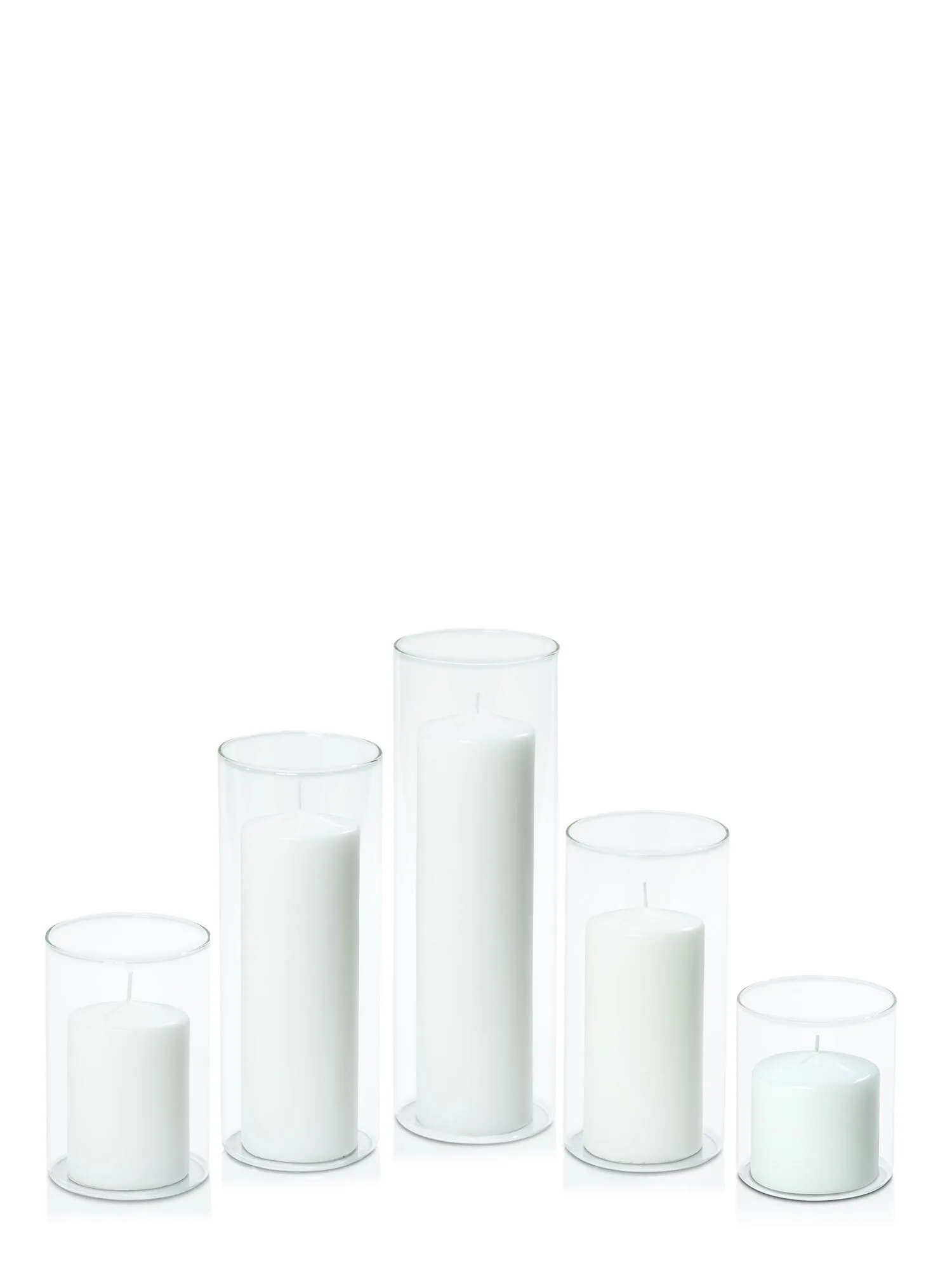 Sofia Pillar Candles and Glass Cylinder - 7cm - SETS
