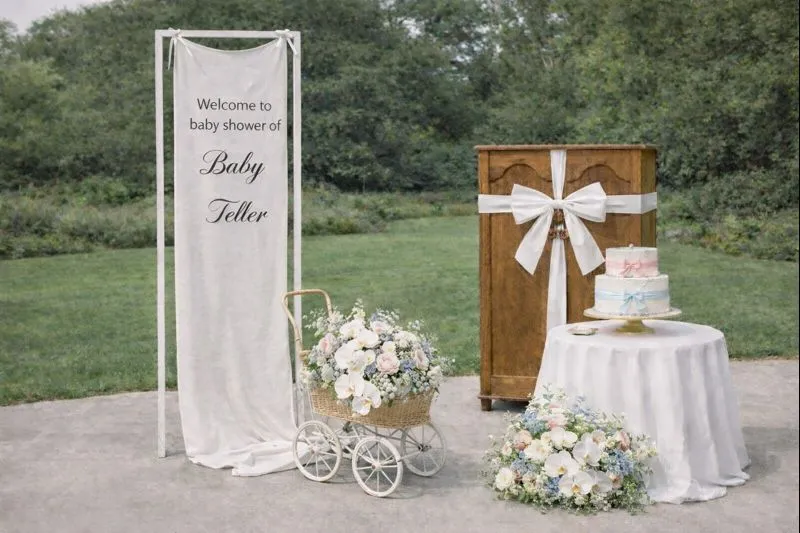 Vintage Gender Reveal Pram & Wardrobe Display