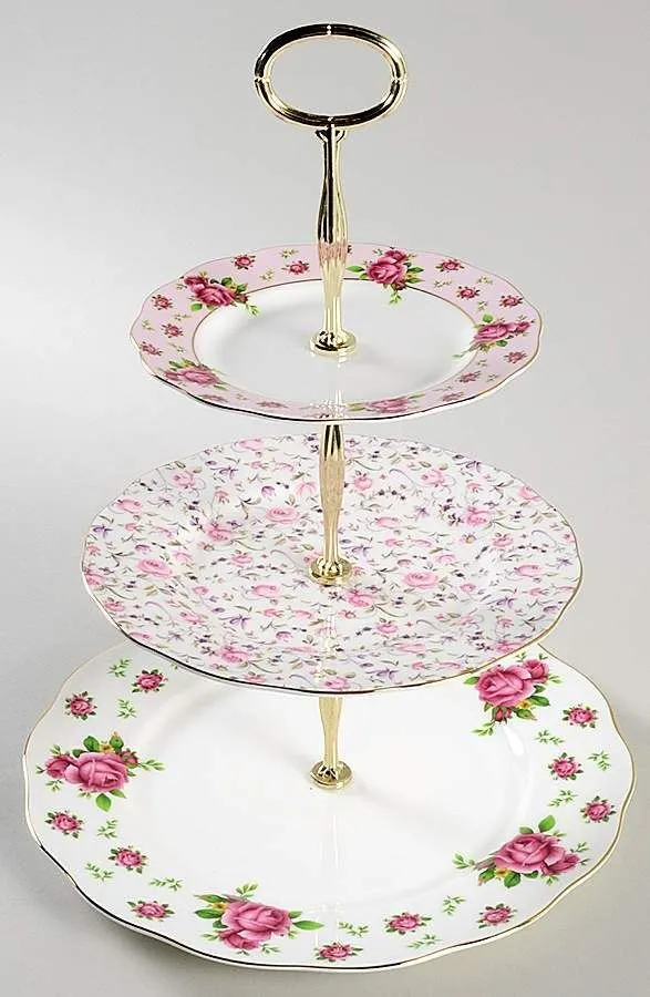 Royal Albert "New Country Roses" 3 Tier Cake Stand White