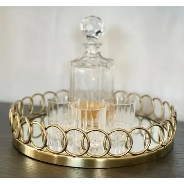 Gold Luxe tray - Round with mirror base