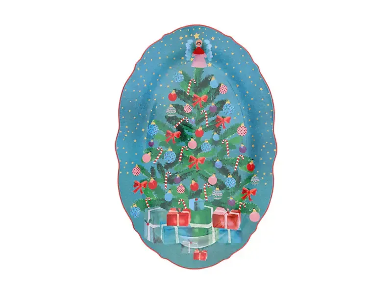 Christmasville Oval Platter Tree