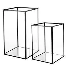 Sofia Glass Black Frame Square Candle Holder - Small