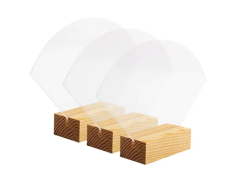 Fan acrylic/wood table number 19x13x3cm