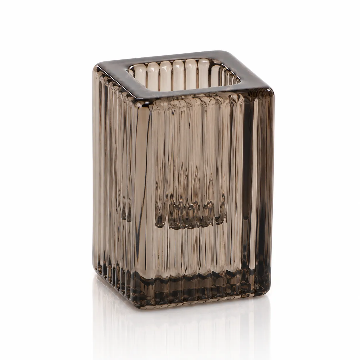 Fumé Ribbed Glass Candle Holder | Dinner + Taper