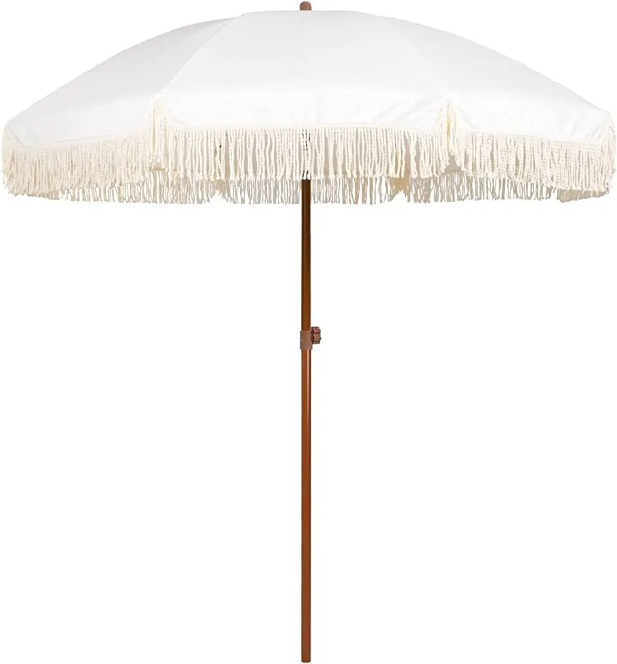 Gelato Boho White fringe umbrella 2.8 x 3.2