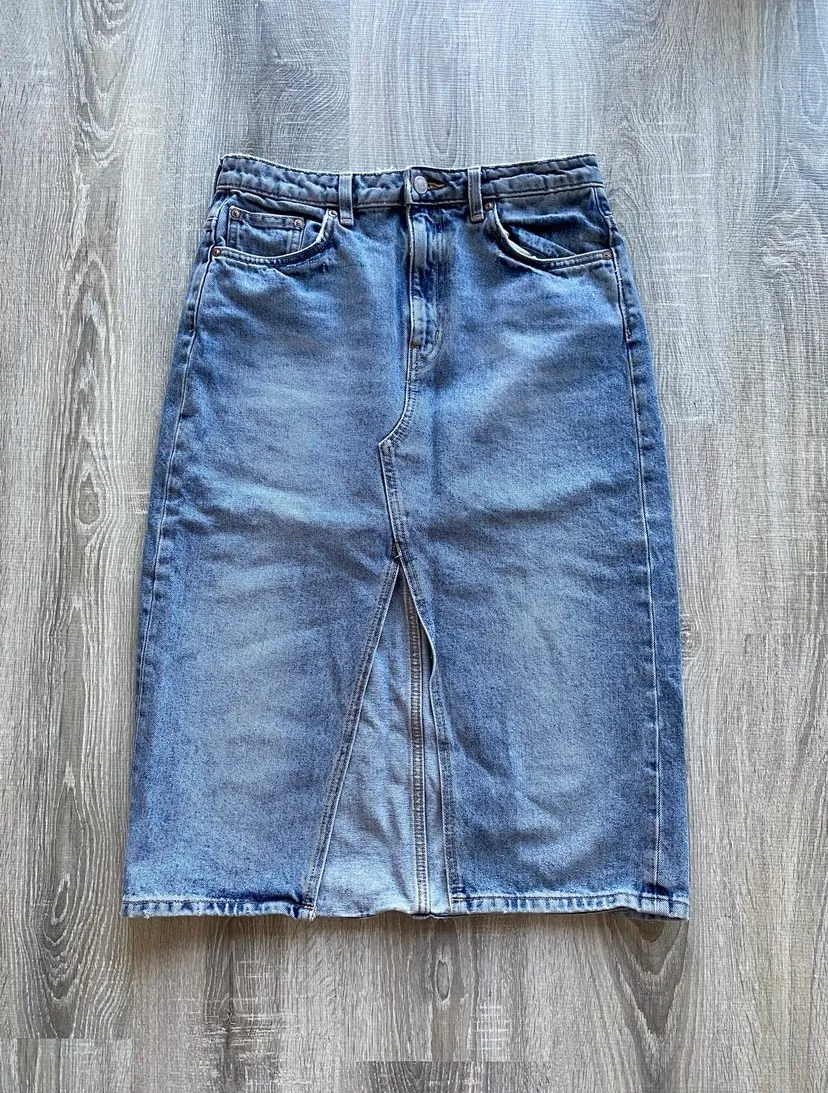 Džínová midi sukně s rozparkem