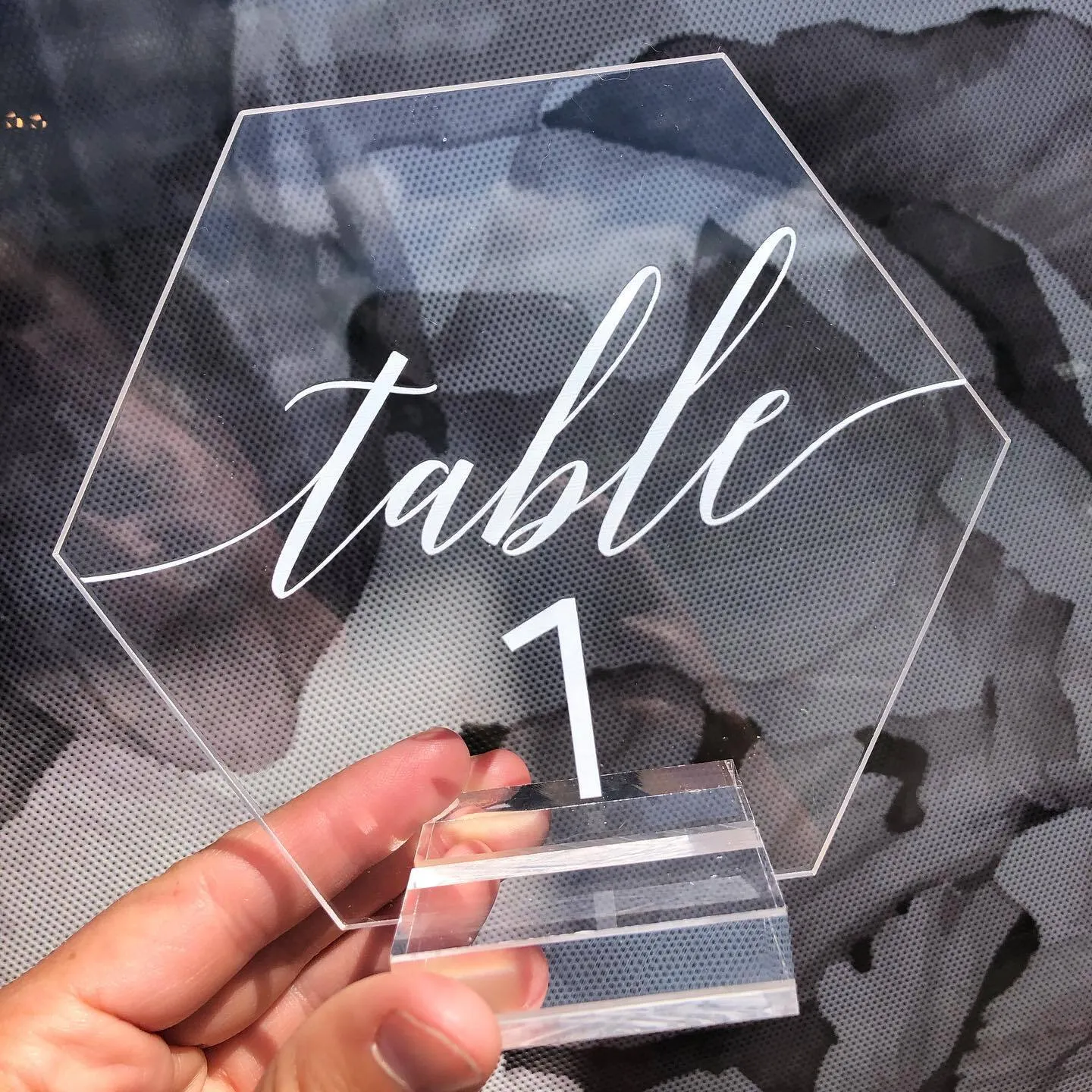 White Acrylic Hexagon Table Number