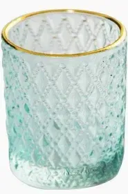 Blue Tealight/Votive Holder embossed with gold