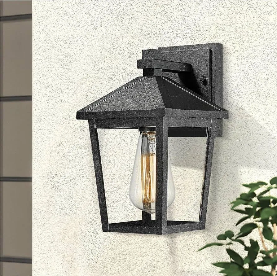 Lantern, clear glass with metal insert (10.5 inches tall)