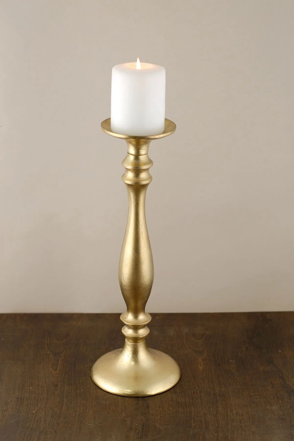 Tall Gold Candle Holder Pillar (15.5 inches)