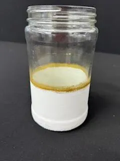 Clear jar with white and gold paint (6 inches x 3inches)