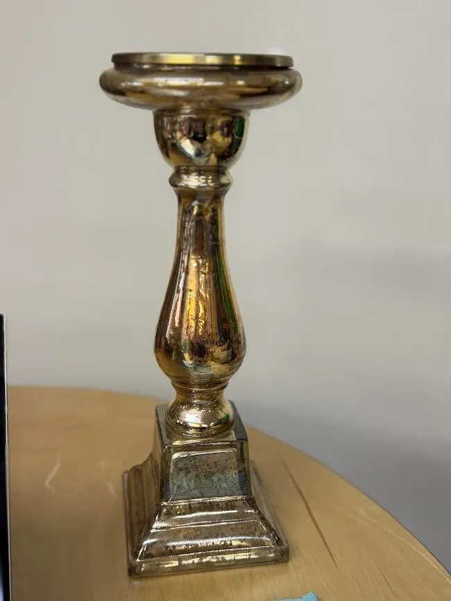 Gold Mercury Glass Candle Stand 