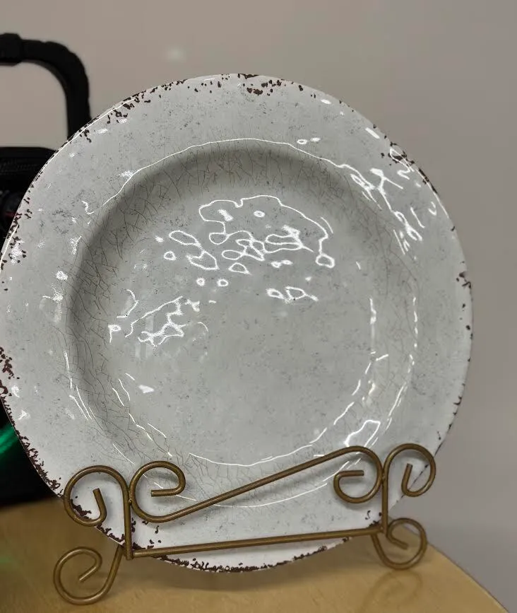 White Rustic Plastic Serving plate (11 inches)
