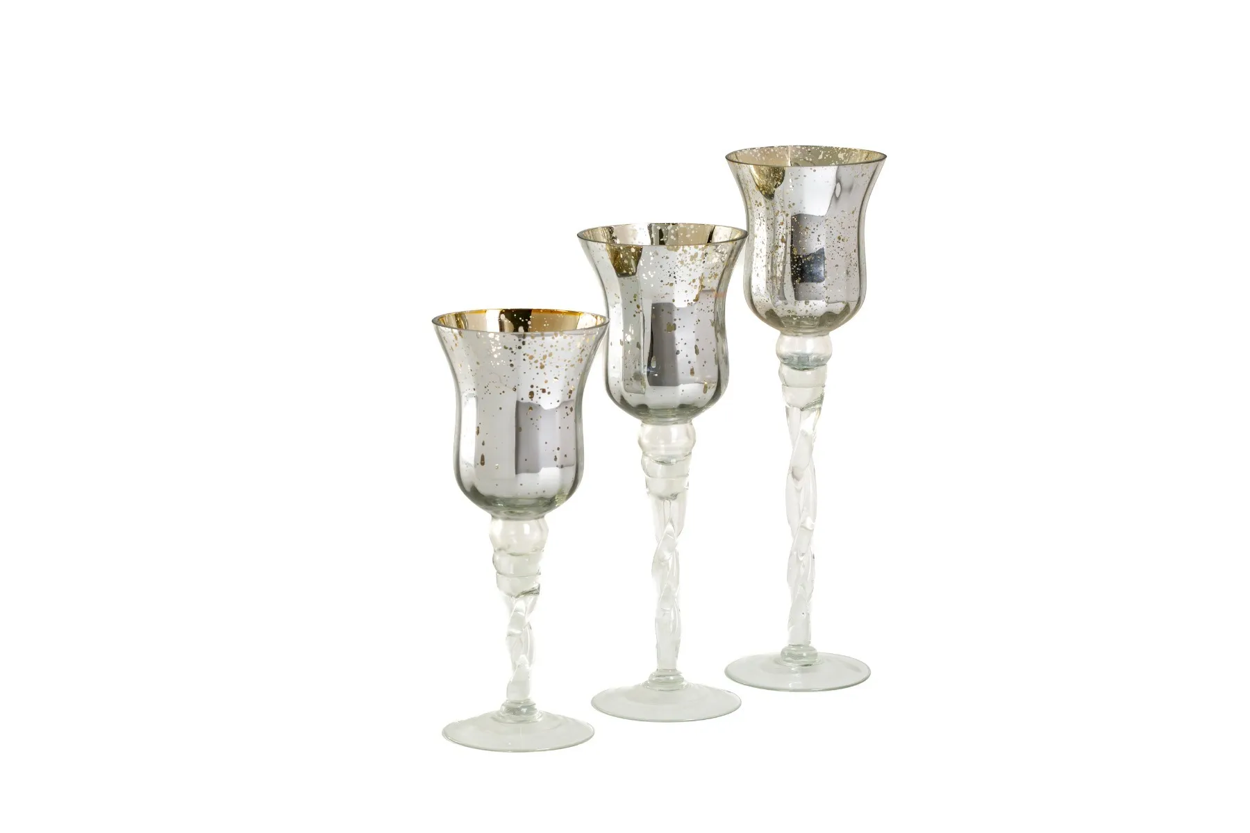 Set of 3 Clear Glass candle holders