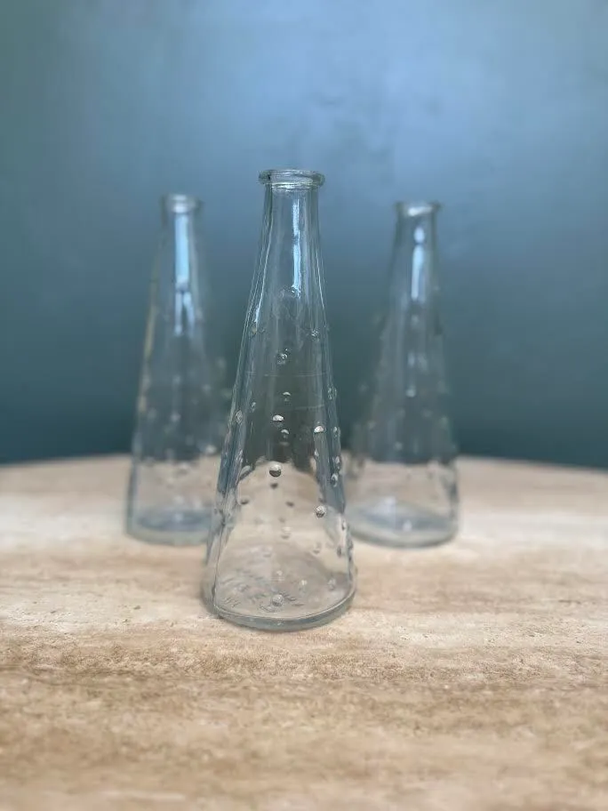 Clear Glass Tapered Flower Vase (7 1/2 inches tall, 1 inch opening)