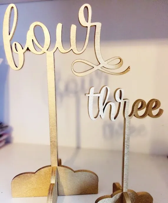 Wooden Table Numbers (gold)