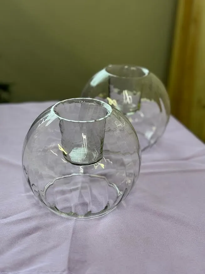 Glass Sphere votive/tealight holder (6 inches wide x 5  inches tall)