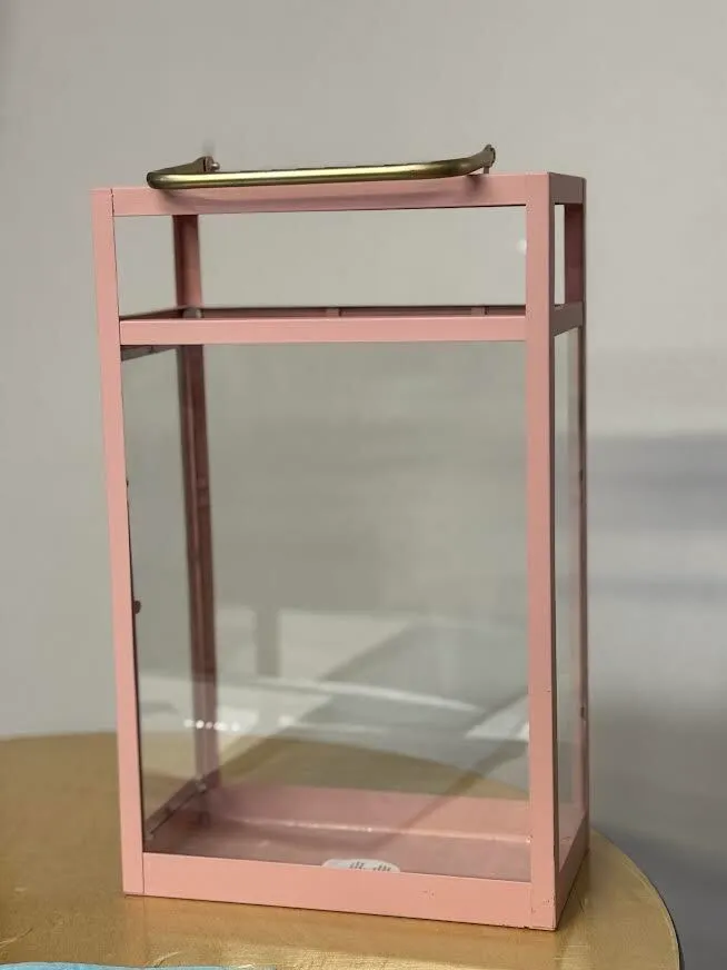 Large Pink Lantern (to use as a card box) (16 inches tall x 10 x 5)